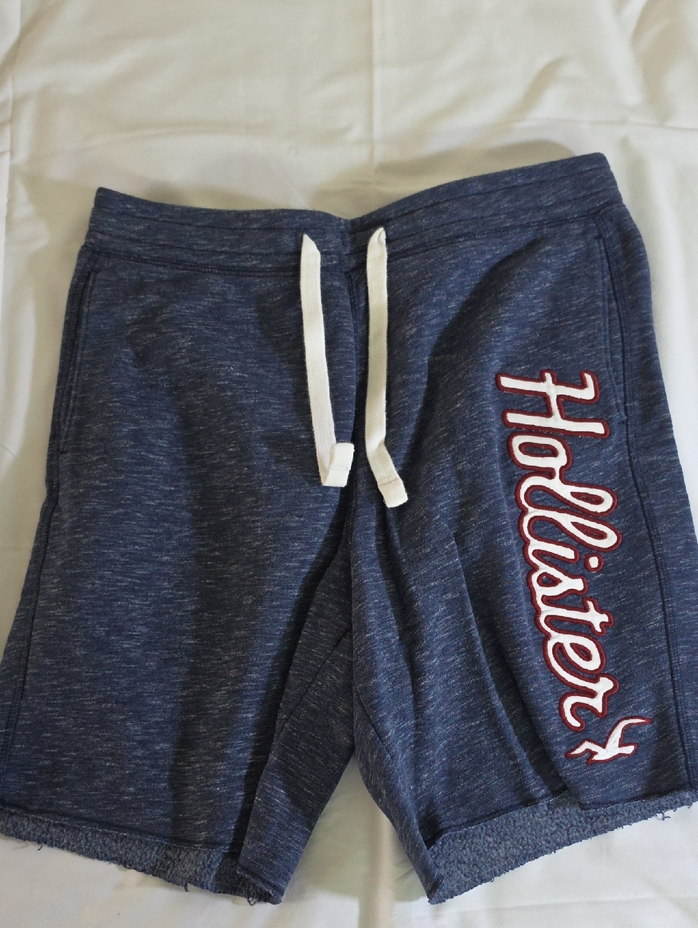 Hollister Heather Navy Drawstring Logo Shorts